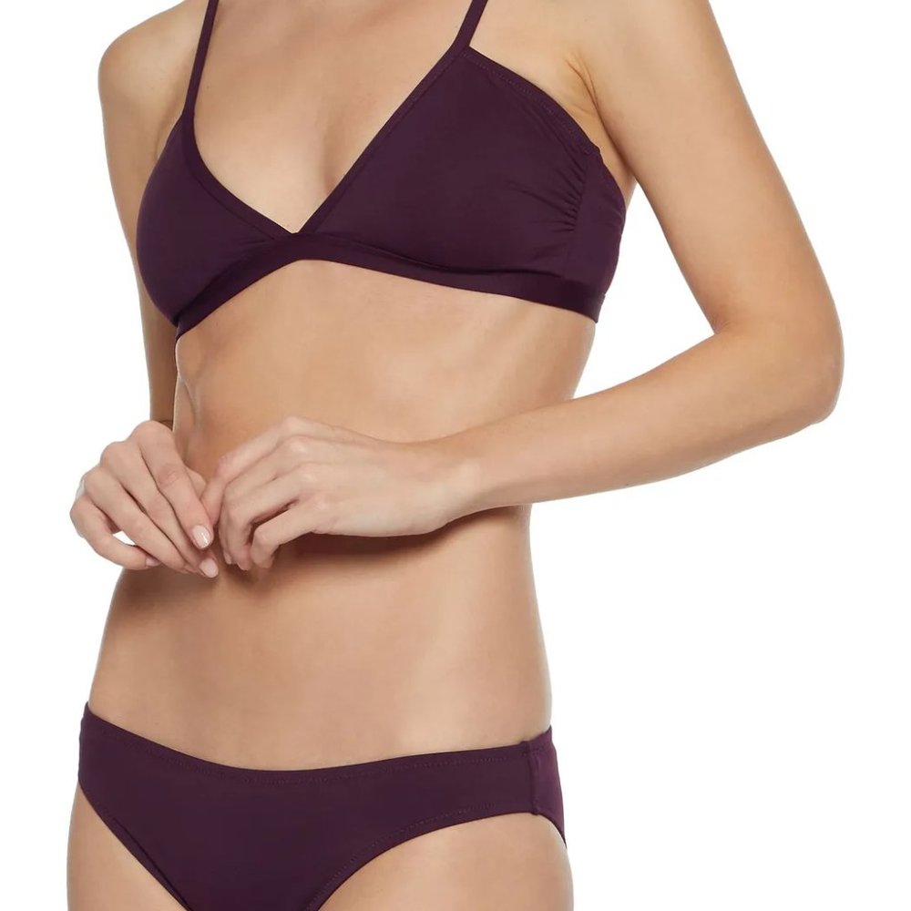 IRIS & INK Hinoki Ruched Bikini Set Merlot Size 10 Brand New